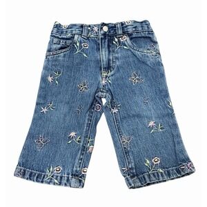 Vintage Y2K Faded Glory Embroidered Floral Butterfly Baby Denim Blue Jeans‎ 12 M